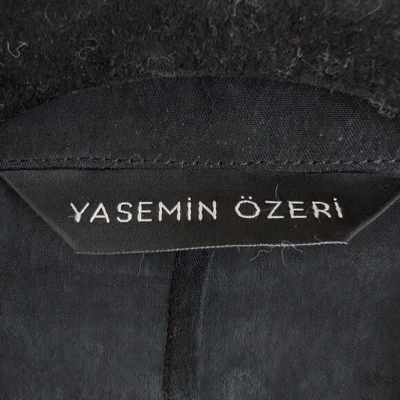 Yasemin Ozeri 2PC Set Black Liquid Butter Double-breasted Blazer M Dress Pants S - Picture 6 of 16